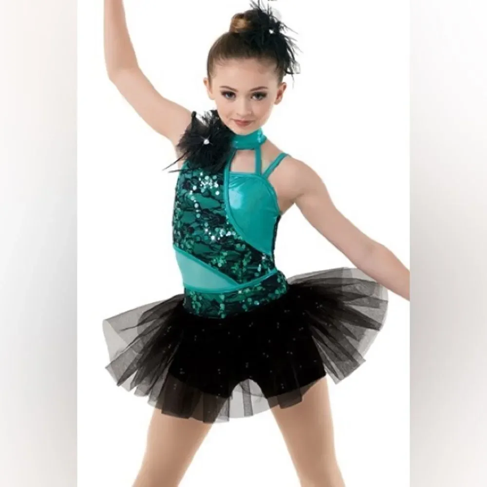 WEISSMAN Dance costume ballet feather Kelly green tutu U Got The Look 10488 SA